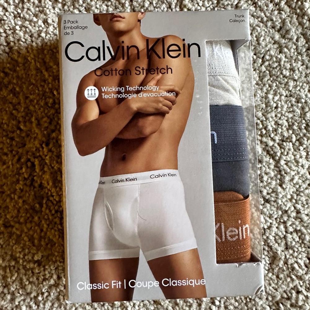 NIB, 3 Pack Calvin Klein Men's Cotton Stretch Boxer Trunk Underwear XL L